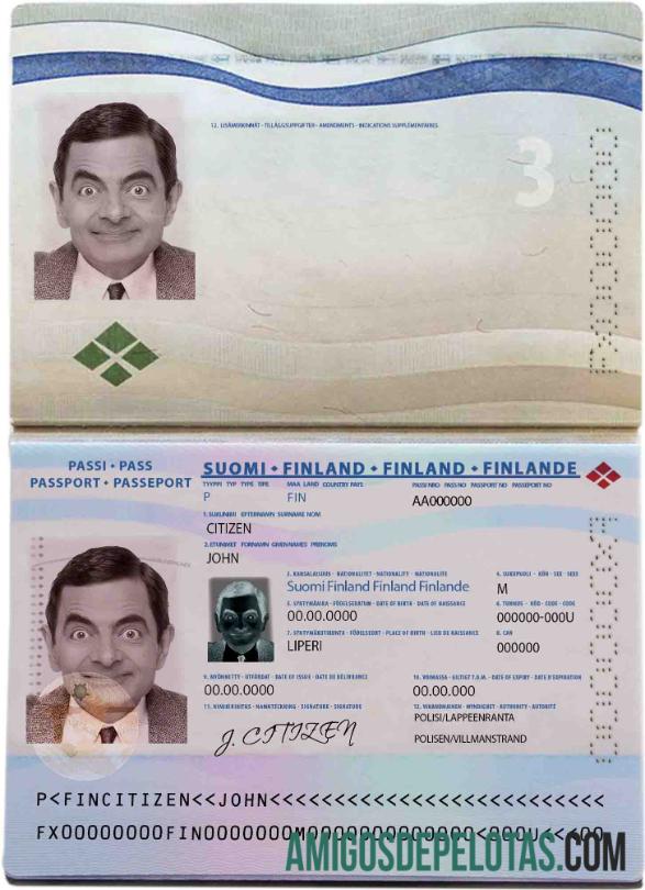 Passaporte Finlândia amostra